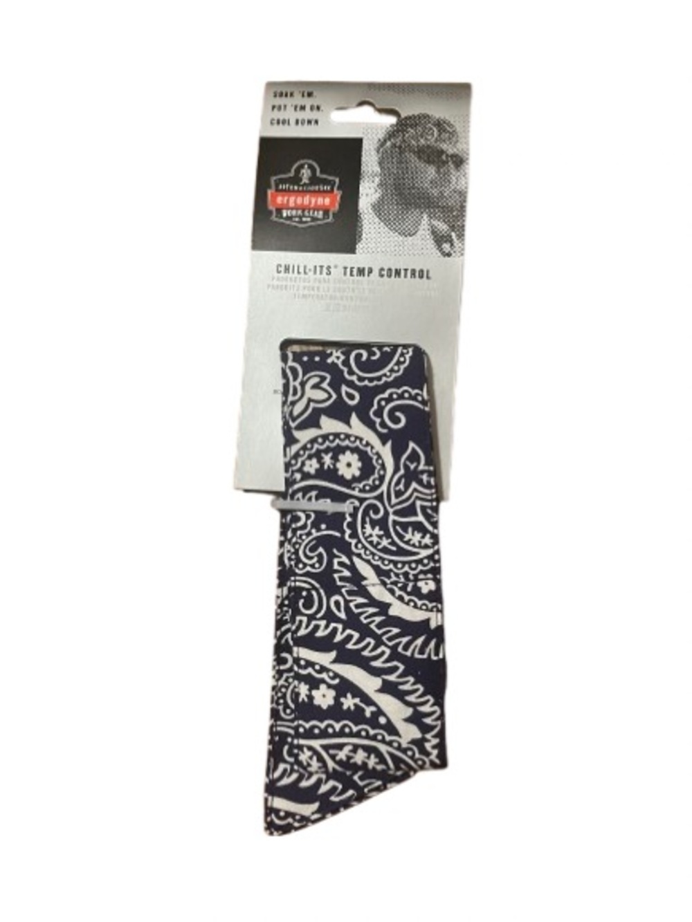 NWT Ergodyne Work Gear Chill-Its Men’s Navy Paisley Cooling Headband